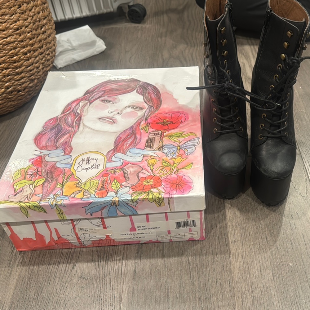 Jeffrey Campbell Black Platform Lace-Up Boots